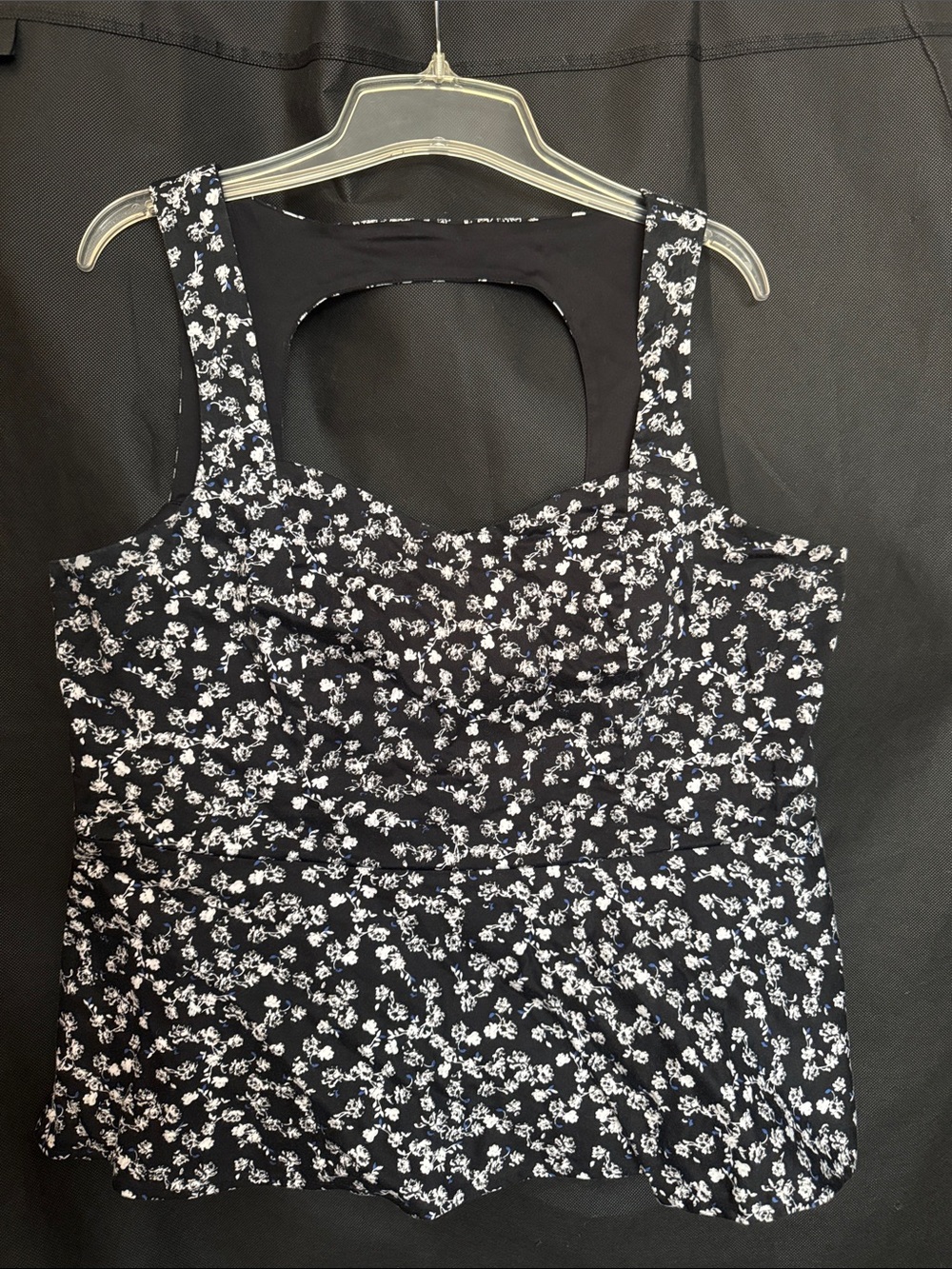 Torrid Black Floral Cut Out Tank Top - Women's
